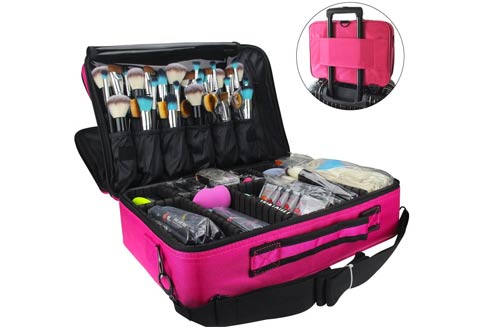 MLMSY Makeup Train Case 3 Layer Cosmetic Organizer Beauty Artist Storage Brush Box
