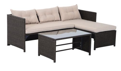 3-Piece Outdoor Rattan Wicker Sofa
