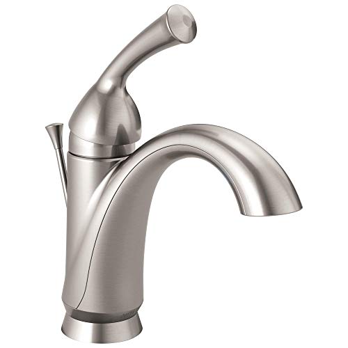 Delta Faucet Haywood Single Hole Bathroom Faucet Brushed Nickel, Single Handle Bathroom Faucet, Diamond Seal Technology, Drain Assembly, Stainless 15999-SS-DST