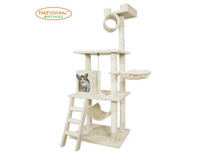 10. Cat Tree Tower Condo with Hammock, Deluxe Scratching Posts, and Rope by PET PALACE