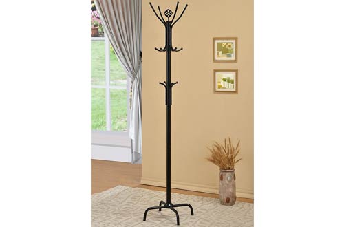 Metal 12-Hooks Black Coat Jacket Purse Scarf Rack