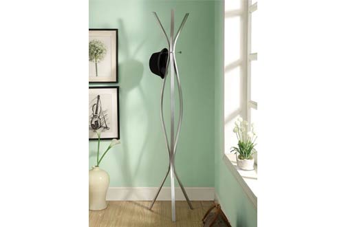 Monarch Specialties Contemporary Silver Metal High Coat Rack