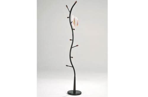 Black Metal Walnut Wood Hall Tree Coat Hat Rack