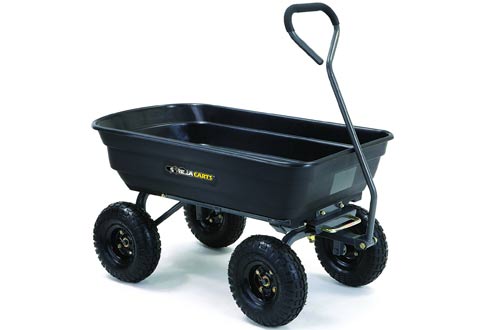 Gorilla Carts Poly Garden Dump Cart with Steel Frame and Pneumatic Tires