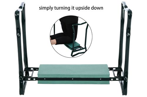 Homdox Folding Garden Kneeler Seat Bench Stool with Kneeling Pad