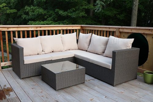Large 4 Pc Modern Rattan Wiker Sectional Sofa 