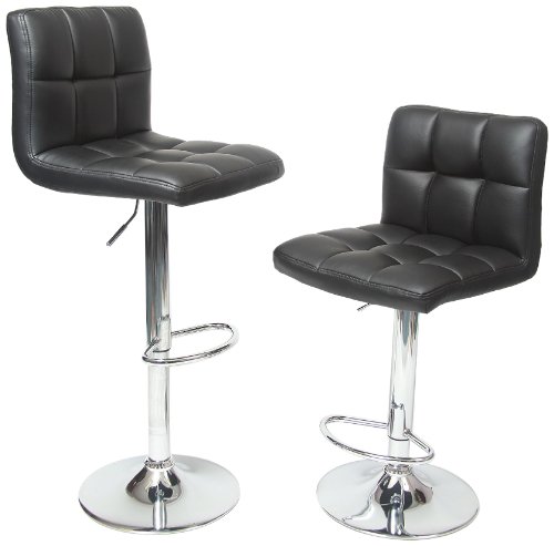 Roundhill furniture black Boned Leather Bar stools