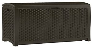 Suncast DBW9200 Mocha Resin Wicker Deck Box, 99-Gallon
